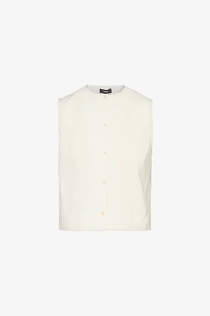 THEORY Cropped Sleeveless Woven-blend Top