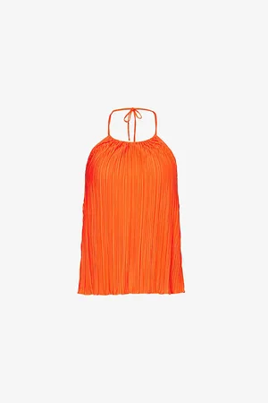GOOD AMERICAN Always Fit Halter-neck Pleated Woven Top