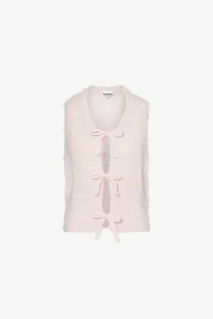 Ganni Sleeveless Logo-embroidered Knitted Top