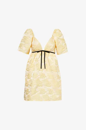 Ganni V-neck Floral-pattern Recycled Polyester-blend Mini Dress