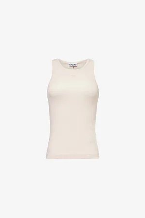 Ganni Logo-embroidered Stretch-organic Cotton Jersey Top