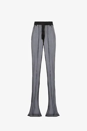 Prada Organza Semi-sheer Flared-leg High-rise Silk Trousers