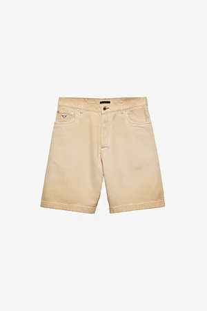 Prada Brand-plaque Faded-wash Denim Shorts