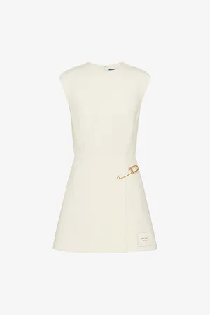 Prada Safety-pin Washed Wool-blend Twill Mini Dress