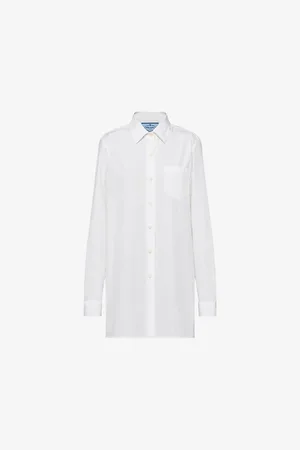 Prada Logo-patch Cotton-poplin Mini Shirtdress