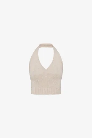 Prada Halterneck Cropped Wool-blend Top