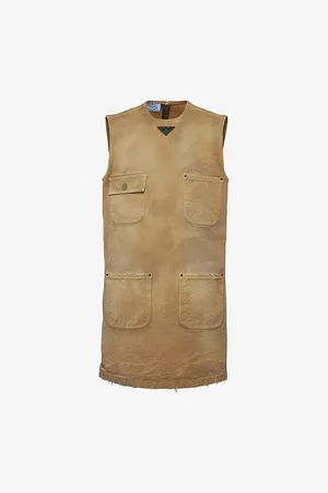 Prada Logo-plaque Sleeveless Cotton-canvas Mini Dress