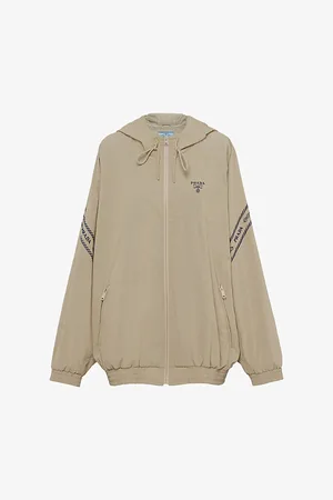 Prada Brand-embroidered Raglan-sleeved Cotton-blend Hoody