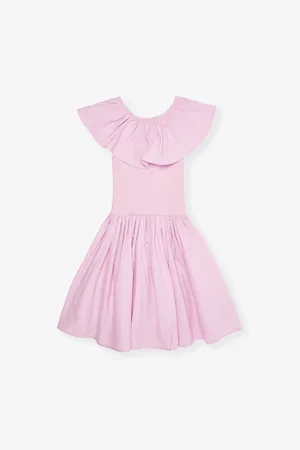 Molo Frill-collar Shirred Stretch Organic-cotton Dress 3-12 Years