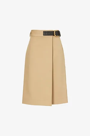 Bottega Veneta Intrecciato-trim Wrap-front Cotton Midi Skirt