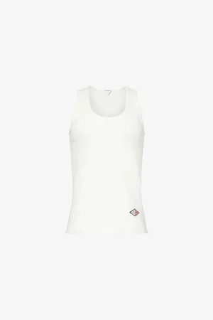 Bottega Veneta Brand-appliqué Scoop-neck Stretch-cotton Top
