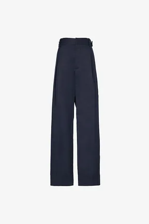 Bottega Veneta Pleated Straight-leg High-rise Cotton-poplin Trousers