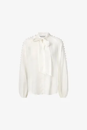 By Malina Cora Tie-neck Ramie Blouse
