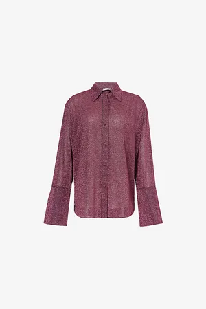 Oseree Lumiere Long-sleeve Metallic-weave Woven Shirt