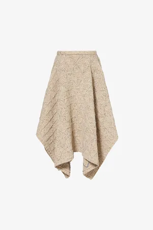 Bottega Veneta Checked-knit Asymmetric-hem Wool Midi Skirt
