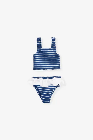 Hunza G Olive Crinkle-texture Bikini Set 7-12 Years