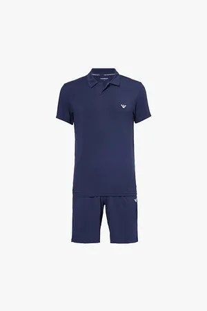 Emporio Armani Brand-pattern Cotton-jersey Pyjama Set