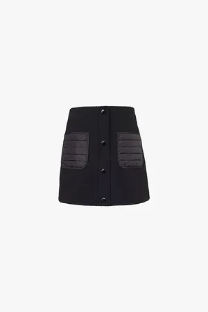 Moncler Quilted-pocket Logo-patch Mid-rise Stretch-woven Mini Skirt