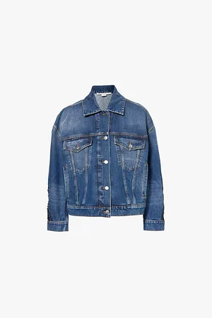 Stella McCartney Lace-embellished Relaxed-fit Mid-wash Denim Jacket
