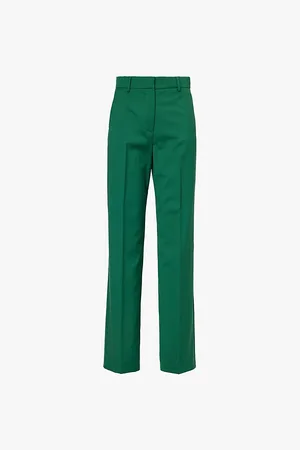 Max Mara Flat Front Wool Trousers