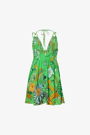 Camilla Floral-print Halter-neck Silk-crepe Mini Dress