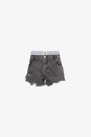The Couture Club Structured-waist Mid-rise Denim Shorts