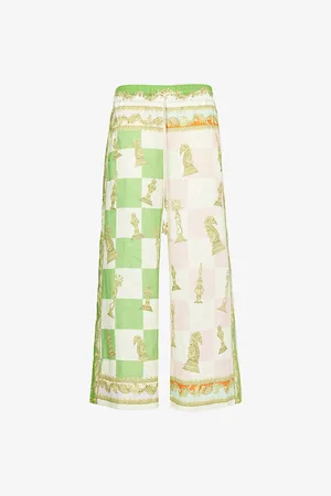 ALÉMAIS Checkmate Graphic-print Linen Trousers