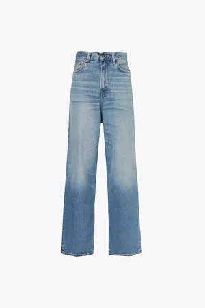 haikure Jo Blue Logo Leather-patch Wide-leg Mid-rise Denim Jeans