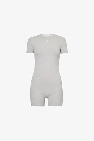The Couture Club Brand-embroidered Stretch-cotton Playsuit