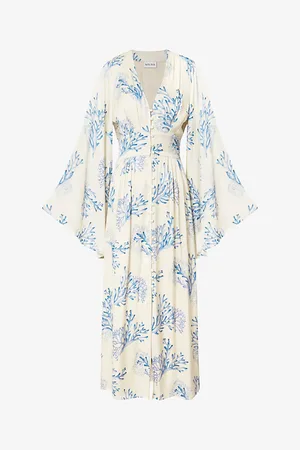 By Malina Auden V-neck Satin Midi Dress