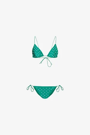 Oseree Gemstone-embellished Triangle Bikini Set