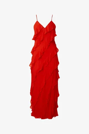 By Malina Cecily Ruffled Woven Maxi Dress