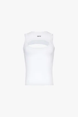 OFF-WHITE Stamp Brand-embroidered Cotton-blend Jersey Top