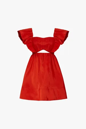 By Malina Bree Frill-sleeved Woven Mini Dress