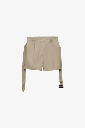 Prada Belted-waist High-rise Cotton Bermuda Shorts