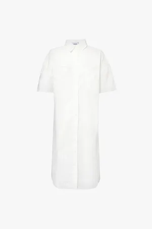 LMND Patch-pocket Short-sleeve Cotton Midi Dress