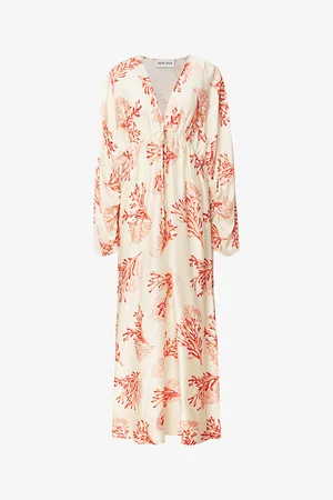 By Malina Kimberly V-neck Satin Maxi Dress