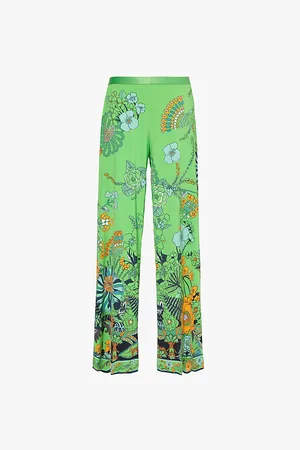 Camilla Floral-pattern Wide-leg High-rise Stretch-jersey Trousers