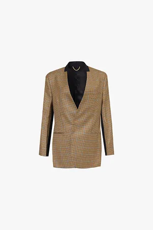 Victoria Beckham Checked Single-breasted Wool Blazer