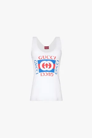 Gucci Branded-print Ribbed Cotton-jersey Top