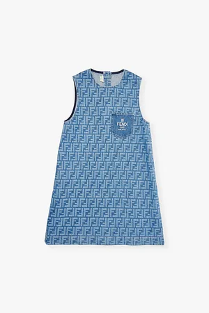 Fendi Monogram-print Patch-pocket Denim Dress 10-12 Years
