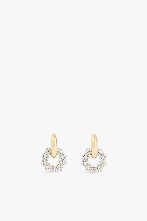 Pearl Octopuss. Y Les Creoles 14ct Yellow Gold-plated Brass, Sterling- and Glass Hoop Earrings