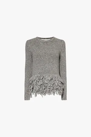 Stella McCartney Fringed-hem Long-sleeved Alpaca-blend Jumper