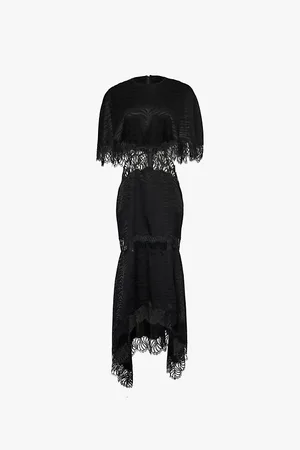 Stella McCartney Asymmetric-hem Lace-trim Silk-blend Satin Maxi Dress