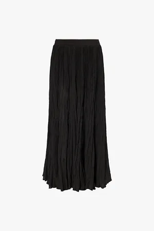 Totême Plissé High-rise Organic-cotton Blend Midi Skirt