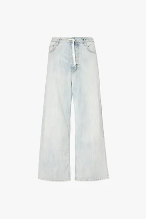Balenciaga Drawstring-waist Wide-leg Mid-rise Denim Trousers