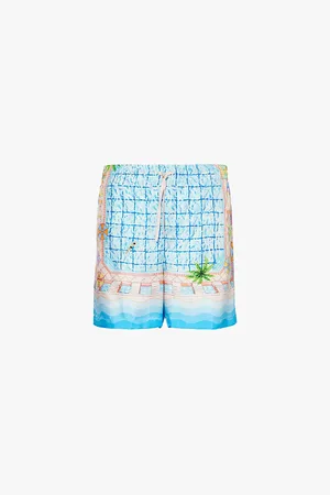 Casablanca Graphic-print Drawstring-waist Silk Shorts