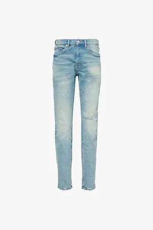 Purple Brand Blowout Distressed Slim-leg Low-rise Jeans
