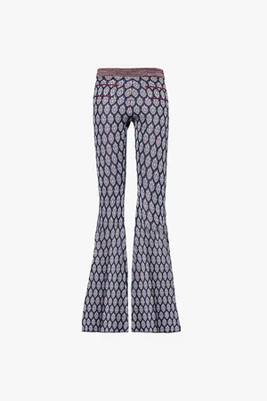 Etro Geometric-pattern Flared-leg High-rise Woven-blend Trousers