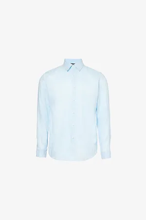 THEORY Irving Curved-hem Regular-fit Linen Shirt